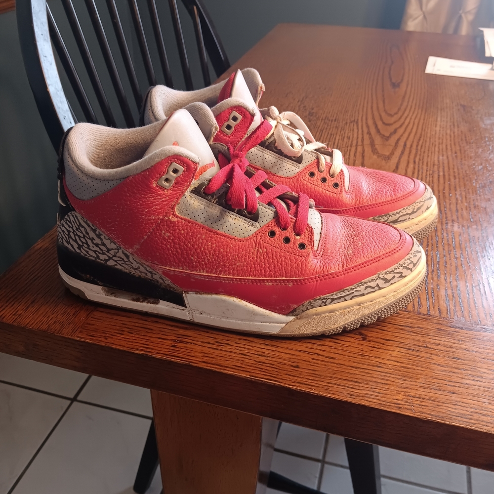 Jordan Red and Gray Athletic Shoes